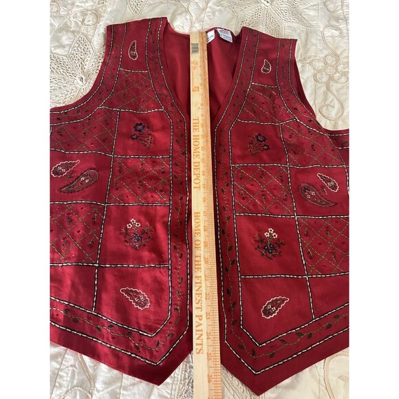 Vtg 90 Bobbie Brooks Woman PL Vest Floral Embroidered Patchwork Fairy Whimsigoth - Picture 13 of 16